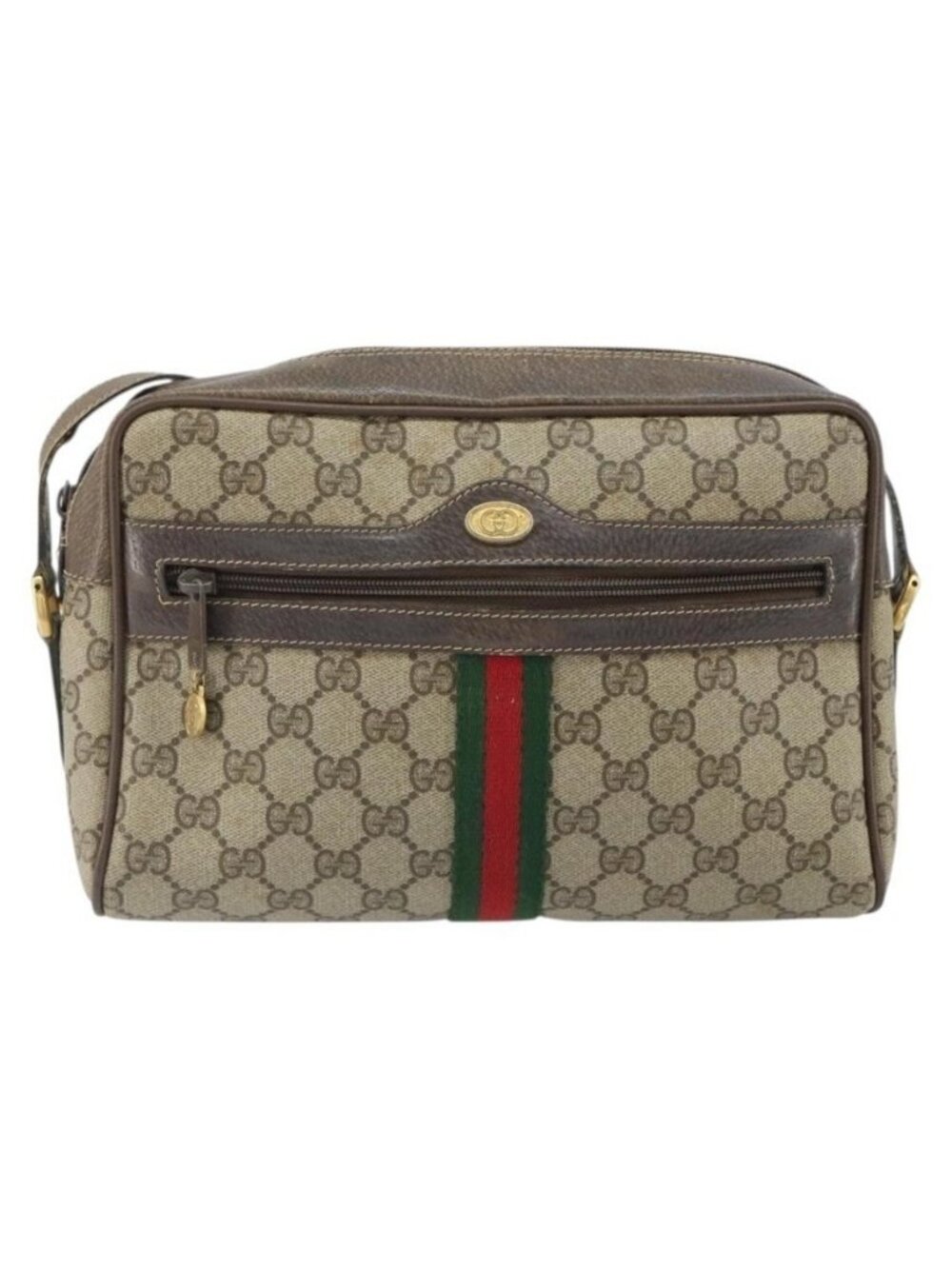 Authentic GUCCI GG Supreme Web Sherry Line Bag PVC Beige Gold 24 02 005 - Picture 5 of 16